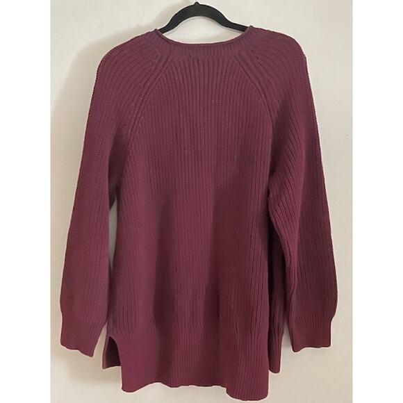 Ellen Tracy Burgundy Wine Bulky Rib-Knit Sweater Plus Size XL Oversized Winter - Picture 8 of 9